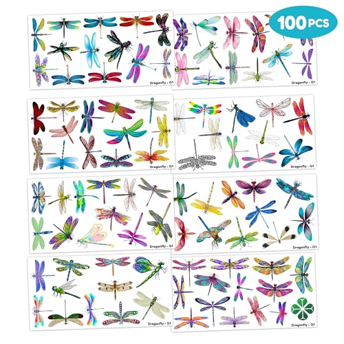 100 PCS Dragonfly Temporary Tattoos | Waterproof Fake Tattoo Stickers