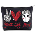BWWKTOP Mask Slasher Cosmetic Makeup Bag Mask Fans Gifts Peace Love Zipper Pouch Bag Machete Killer?? Merchandise (PEACE JASON)