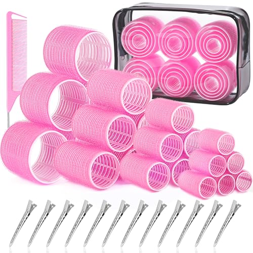Hair Rollers 38-Piece Kit, 4 Sizes with Clips & Comb