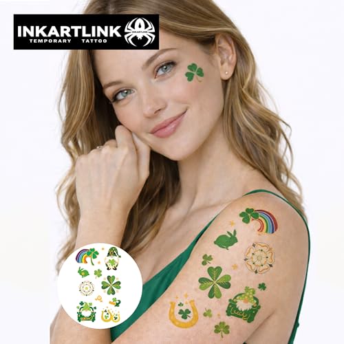 St. Patrick's Day Temporary Tattoos, 8 Pack with 60 Designs