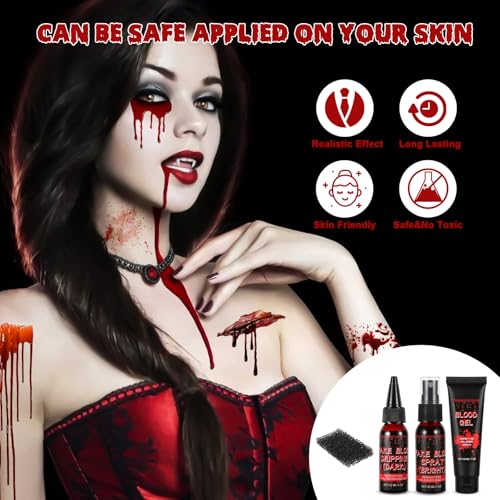 Halloween Fake Blood Makeup Kit - Realistic & Safe