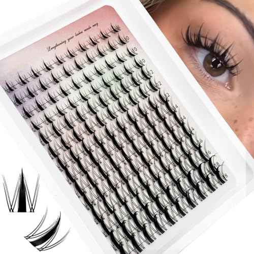 Fairy Lash Clusters Manga Cluster Eyelash Whybraw Anime Lash Clusters Spiky Eyelashes Extensions Natural Look C Curl Individual Wispy 8-18MM 140pcs Wet-Look Eye Lash Ultra-Thin Clear Lash Band