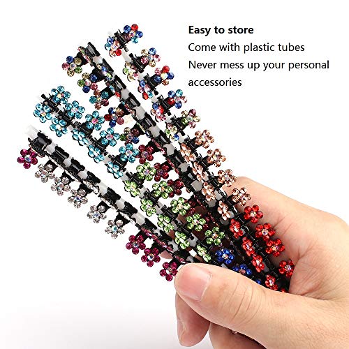 Mini Glitter Rhinestone Hair Clips No-Slip Grip 65 pcs for Women & Girls