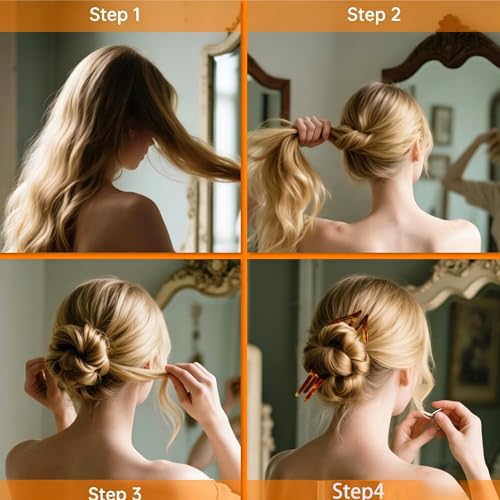 French Hair Pins for Women - Set of 3 Acetate Hair Forks