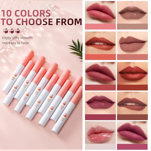 Charm Kiss 4Pcs Matte Cigarette Lipstick Set,Moisturizer Smooth Lip Stick,Tube Cigarette Lipstick,Velvet Long Lasting Waterproof Matte Lipstick Tube Sexy Nude Red Lips Tint Makeup Lipstick