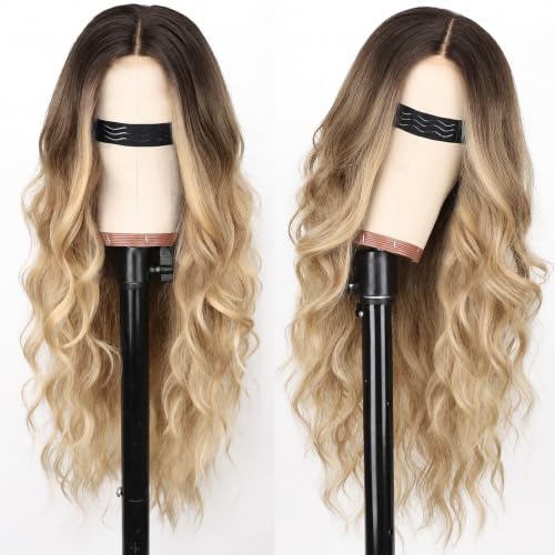 26 Inch Blonde Wavy Wig - Glueless Lace Front for Women