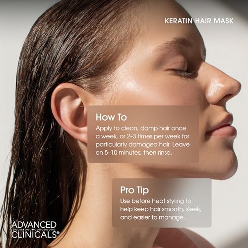 Advanced Clinicals Keratin Hair Mask 12 Fl Oz for Color-Treated Hair - Fortifying Detoxic Keratin Conditioner with Shea