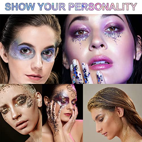 Body Glitter Gel Set - 6 Colors Shimmer Makeup for Face & Hair
