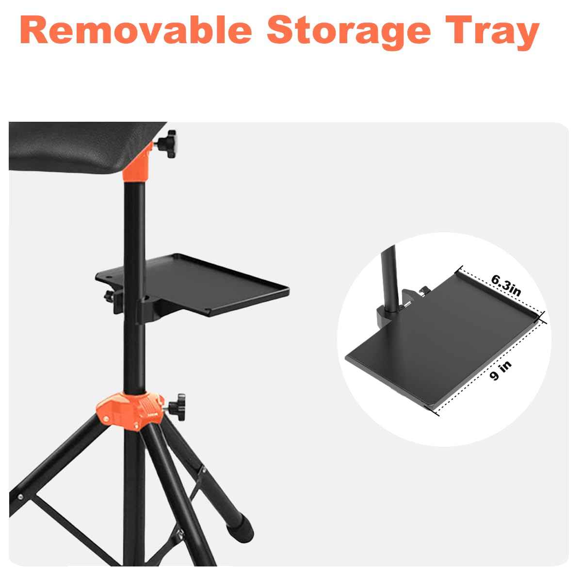 Tattoo Armrest With Tray, Tattoo Arm Rest Foldable Tattoo Tripod Black Leather Pad Height Adjustable and Tilt for Tattoo Artist (Orange)