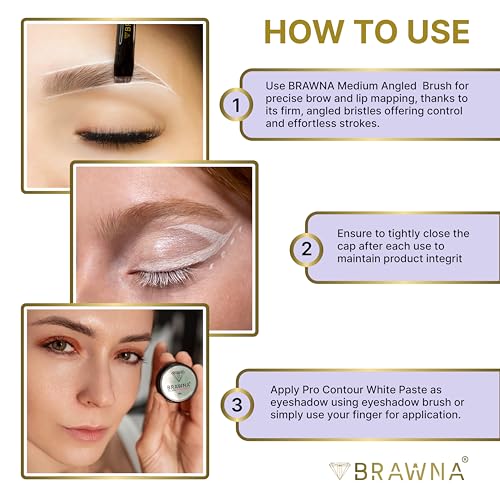 Brawna Pro Contour White Mapping Paste for Brow and Lip Measuring - White Concealer for PMU, Eyebrow Henna, Lamination, Tint