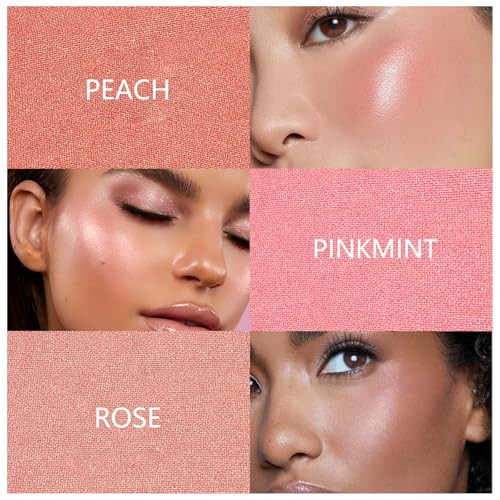 Bistopia Powder Blush Palette - 4 Pink & Peach Shades with Mirror