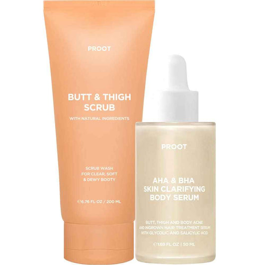 Butt Scrub Wash and Butt Acne & Ingrown Hair Treatment Serum | AHA & BHA Butt Acne and Ingrown Hair Treatment For Bikini Area | Get rid of Butt Acne, Ingrown Hair, Back Acne, Strawberry Legs