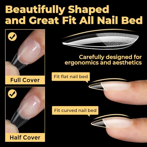 UNA GELLA Medium Almond Nail Tips 240PCS - Soft Gel Press On Nails
