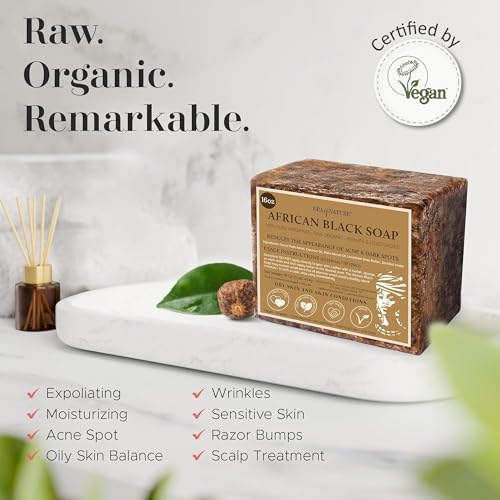 Organic African Black Soap - 1lb Raw Handmade for Dry Skin