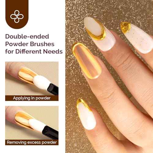 MelodySusie Gold Chrome Nail Powder for Gel Nails,Metallic Mirror Effect Pigment Stylish and Technological Fine Glitter for Home DIY Salon Use