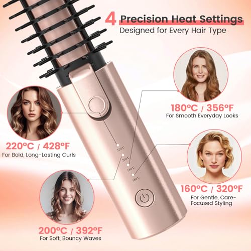 Cordless Hair Curling Iron, 7000mAh Rechargeable with Ionic Ceramic