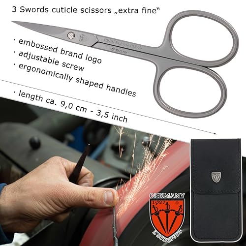 3 Swords Germany Stainless Steel Curved Cuticle Scissors with Case