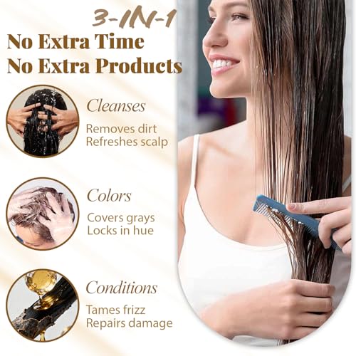 Burgundy Hair Dye Shampoo 3-in-1 for Gray Coverage - 16.9 Fl Oz