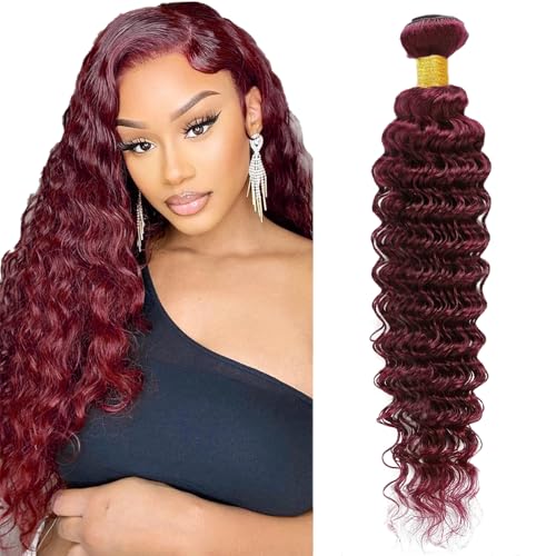 #99J Burgundy Deep Wave Human Hair Bundle - 24 Inch 100g