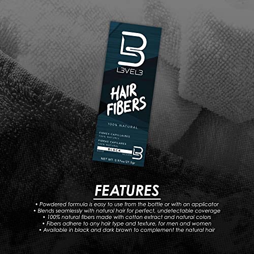 L3 Hair Fibers - Black - Instant Thinning Hair Coverage