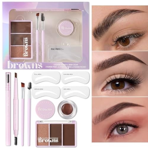Eyebrow Stencil Kit with Pomade, Pencil & Brush - Waterproof