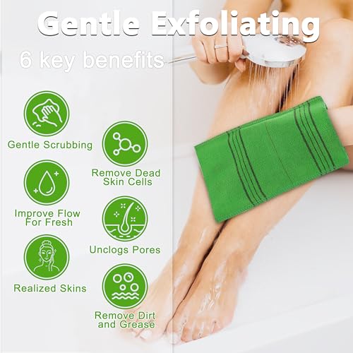 Korean Exfoliating Mitt (15 Pack, 5 Colors) - Body Scrub Glove
