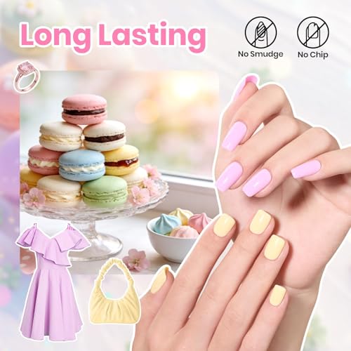 Beetles Pastel Gel Nail Polish Set - 6 Colors Long Lasting High Gloss