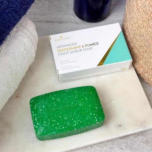 REVITALE Peppermint & Pumice Foot Scrub Soap - Exfoliating Foot Bar