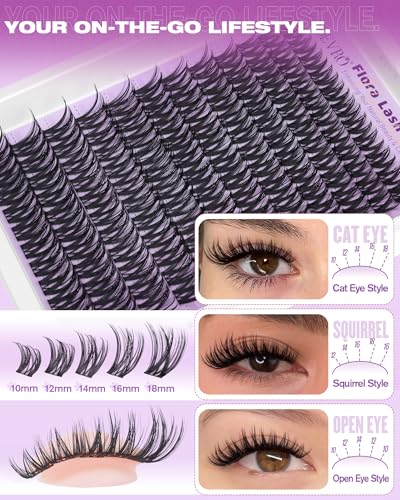 EYDEVRO Flora Lash Clusters Kit - DIY Eyelash Extensions with Bond & Tools