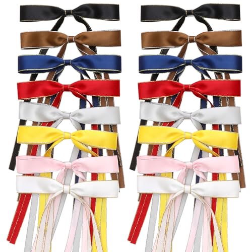 WORTL 16 PCS Hair Bows for Women,Ribbon Hair Bows With Long Tail,Hair bow clips Hair Barrettes for Women Accessories