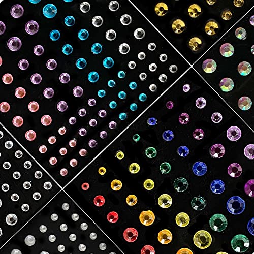 Bilizar 6 Sheets Face Gems Stick-On Jewels Rhinestones