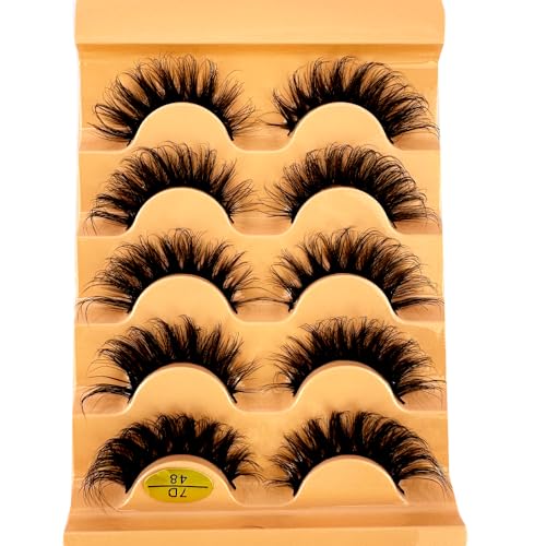 3D Cat Eye False Lashes 5 Pairs - Natural Fluffy Mink Lashes