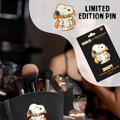 Profusion Cosmetics Peanuts Snoopy Cosmetic Bag with Face & Body Gems and Exclusive Enamel Pin - Spacious Storage Bag with Sparkling Self-Adhesive Diamond Shape Gems and Limited Edition Pin Makeup Set