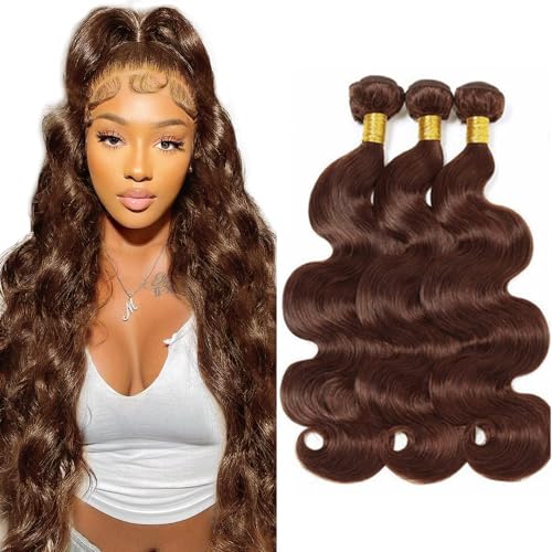 #4 Brown Body Wave Human Hair Bundles 12-16 Inch