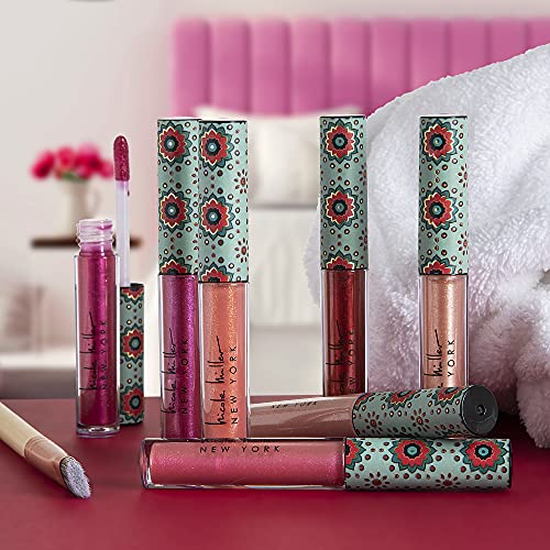 Nicole Miller Lip Gloss Collection Shimmery Glosses for Women and Girls Long Lasting Color Set with Rich Varied Colors, Pink Glossy, 10 Count (Pack of 1)