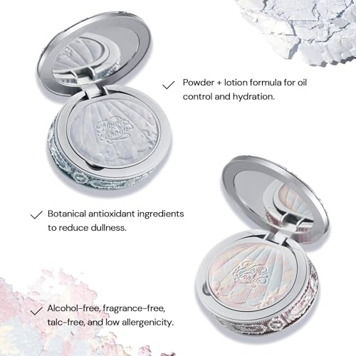 Flower Knows Shell's Jewel Collection Baked Powder,Makeup & Setting Pressed Powder Compact with Mirror and Puff,Pink Smooth Oil-Control Pore Blurring,0.32 Oz(02 Dreamy Pink)