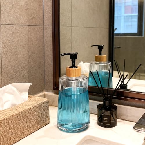 Glass Soap Dispenser 12oz with Bamboo Pump