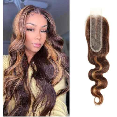 Highlight Body Wave Closure P4/27 Lace Frontal Pre Plucked 2x6 Body Wave Lace Frontal HD Transparent Deep Free Side Part Kim K With Baby Hair Natural Hairline 20 Inch