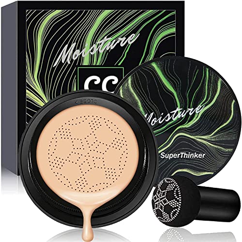 Air Cushion CC Cream Mushroom Head Foundation, Moisturizing BB Cream Makeup Long Lasting Matte Concealer (Natural)