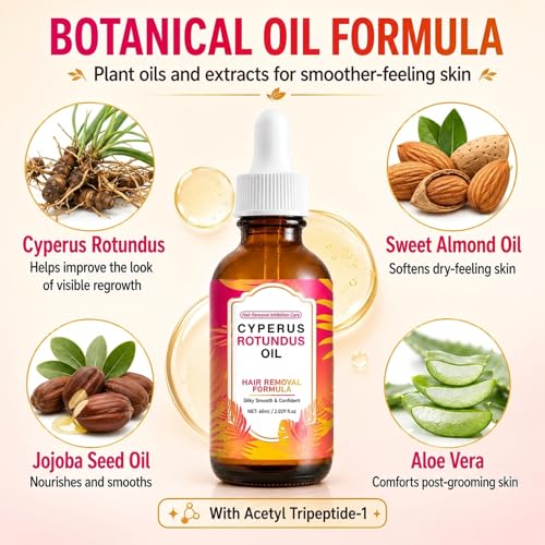 Cyperus Rotundus Hair Removal Oil for Reducing Regrowth & Smoothing Skin - 2 Fl Oz