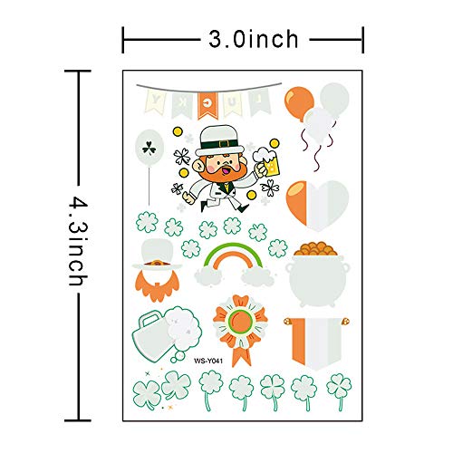St Patricks Day Temporary Tattoos, 10 Sheets Glow Saint Patricks Day Accessories Decorations for Boys and Girls, Irish Shamrock Luminous Stickers