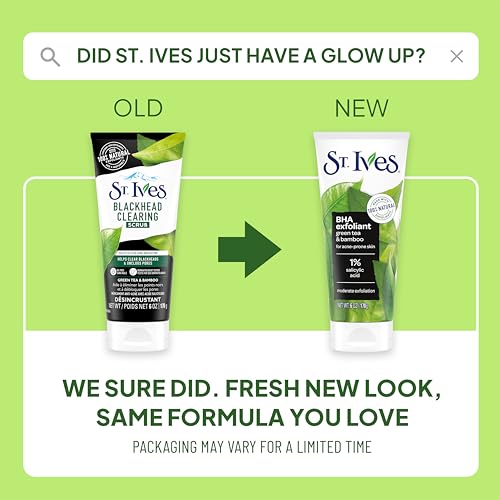 Blackhead Clearing Face Scrub with Green Tea & Bamboo - 6 oz - Salicylic Acid Acne Treatment, Moderate Exfoliator