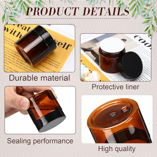 Tanlade 40 Pcs 2 oz Plastic Jars with Lids Round Cosmetic Containers Refillable Containers for Powder Liquid Food Storage Kitchen Cosmetic Lotion Ointments Creams Essential Oil(Amber)