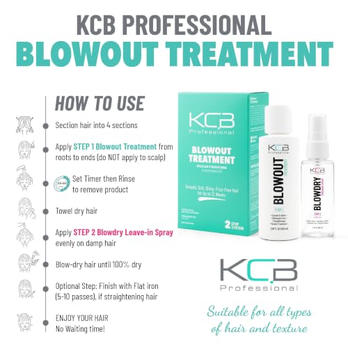 KCB Professional Keratin Hair Treatment for Straightening & Frizz Control - Formaldehyde-Free, 3.38 Fl Oz