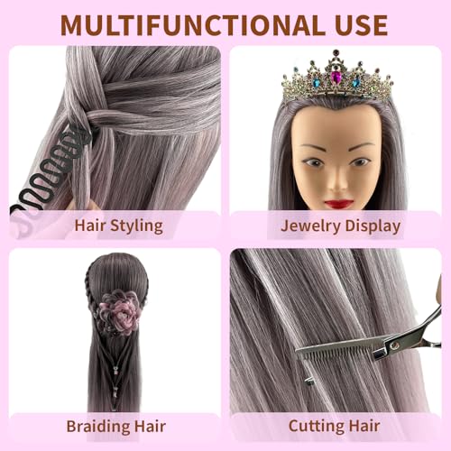 28" Mannequin Head with Hair - Cosmetology Practice Head with Clamp & Tools