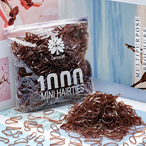 Kanprincess 1000pcs Brown Mini Rubber Bands Hair Ties for Kids