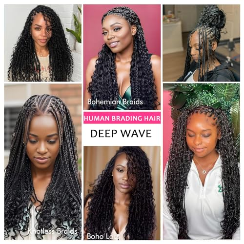 Deep Wave Bulk Braiding Hair 50g 16 Inch Human Hair Extensions