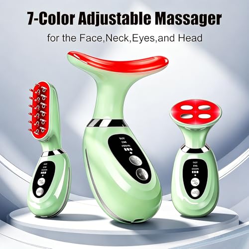 3-in-1 Facial Massager with LED Light & Heating for Face, Neck, Scalp