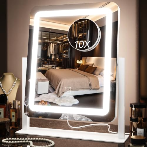 VEIOBFSA 15x13 Inch Lighted Makeup Mirror with USB Power, 10x Magnification