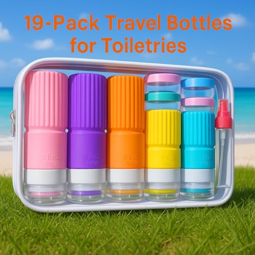 Tocelffe 19-Pack TSA Approved Travel Bottles Set - Leak Proof Containers for Toiletries